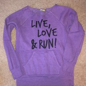 Live, love, & run! off shoulder sweatshirt